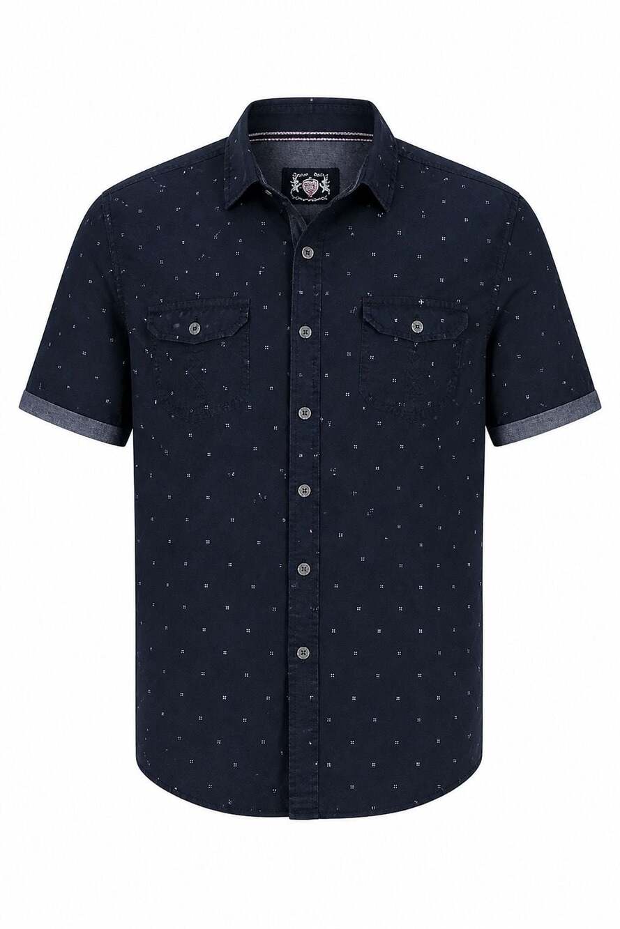 Lions Crest by English Laundry Men's Navy Blue Short Sleeve Shirt #1074
